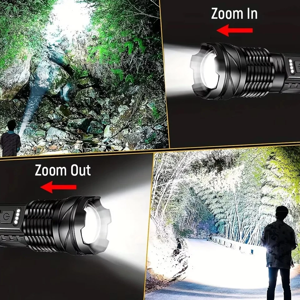 990000000 Lumen Super Bright LED Tactical Flashlight USB Rechargeable Work Light - Image 4 of 4