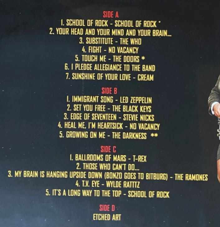 The SCHOOL OF ROCK Soundtrack 2LP 150g Yellow & Red Vinyl LIMITED EDITION Etched - Image 4 of 4