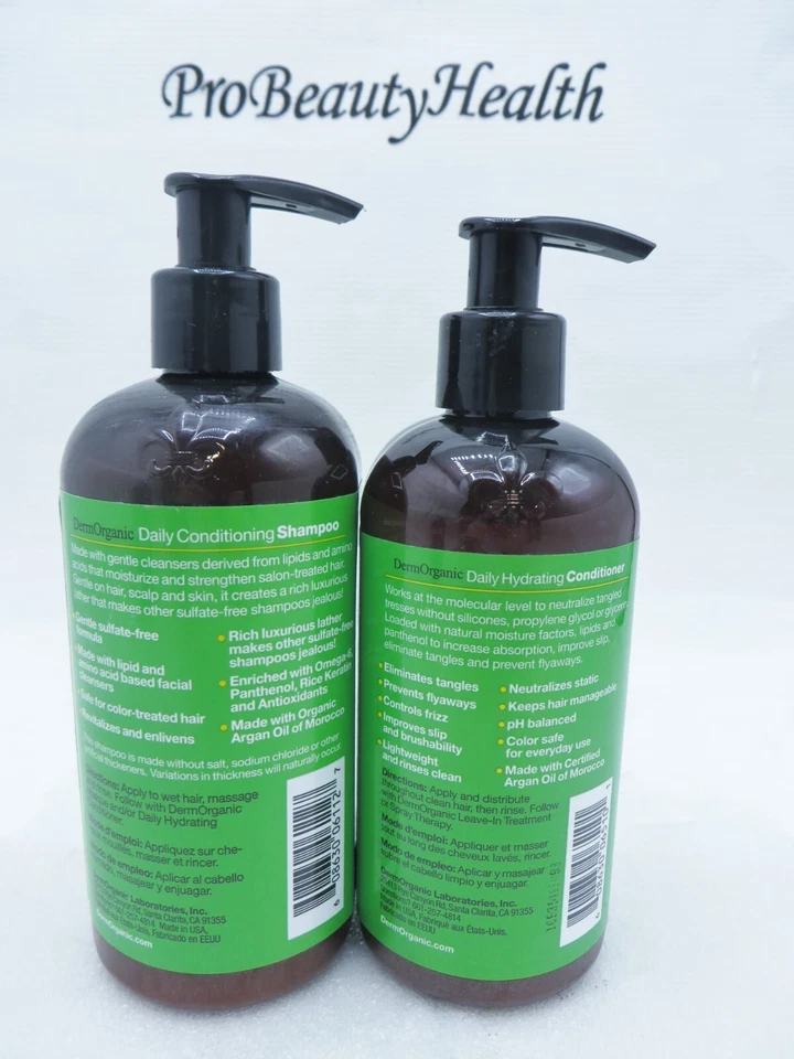 Champú Dermorganic Aceite de Argán 12 oz y Acondicionador 10 oz ¡Dúo! Foto 2 de 2