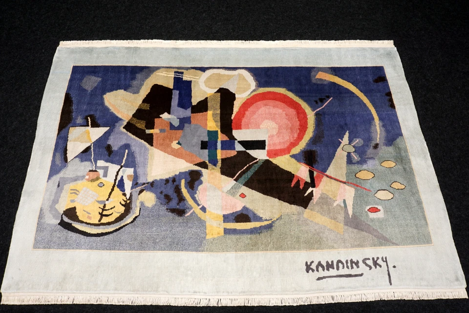 Seidenteppich Kandinsky 182 x 123 cm China Wand Bild Orient Teppich Handgeknüpft - Bild 2 von 4