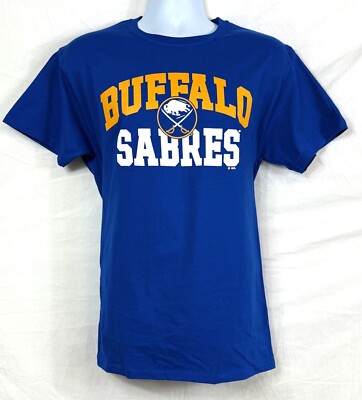 BUFFALO SABRES NHL TEAM NAME LOGO BLUE T-SHIRT M L XL 2XL FREE SHIP
