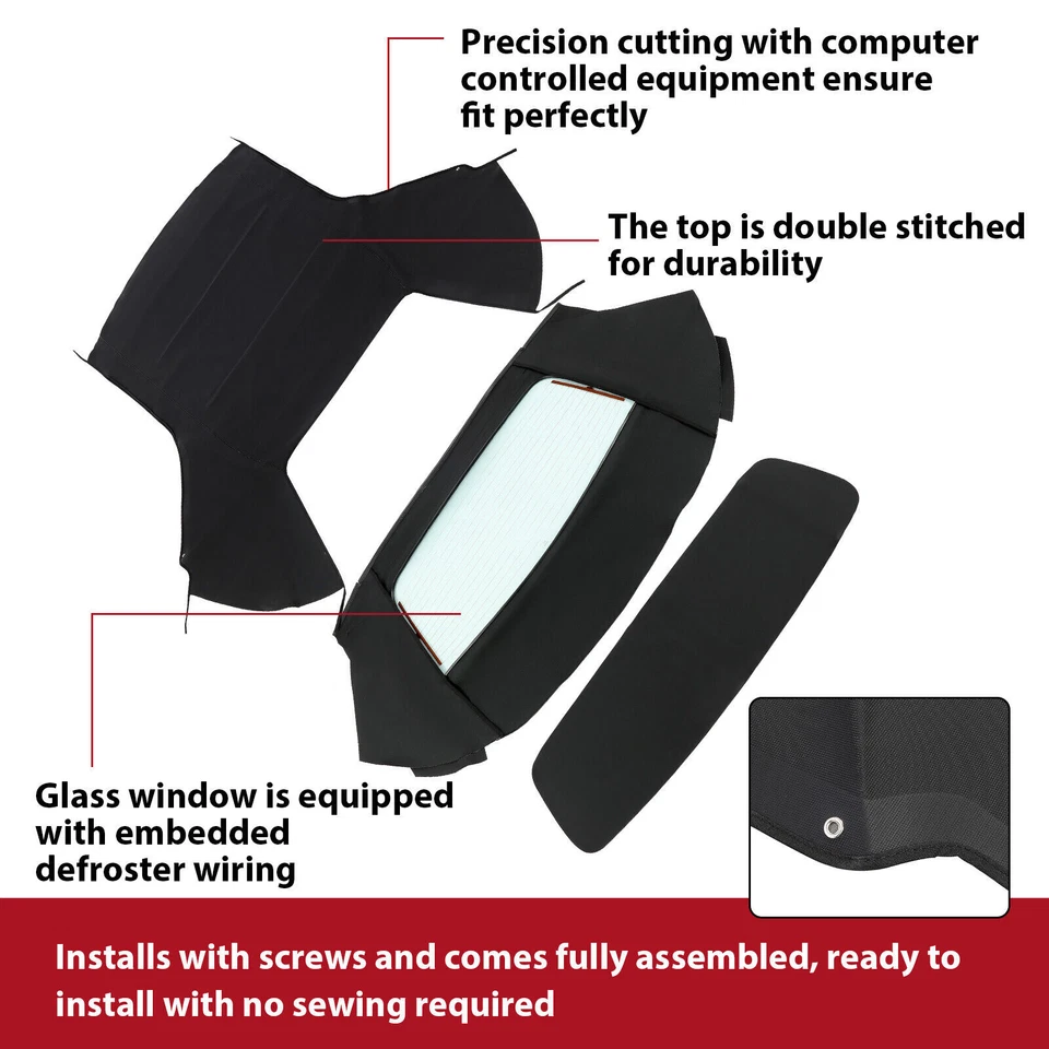 Paño de vela convertible techo blando y ventana de vidrio térmico para Chrysler Sebring 96-06 Foto 2 de 4