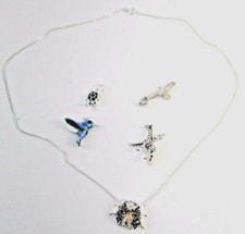 Sterling Silver 17" Chain Italy 5 Charms LOT Giraffe, Bird, Eagle,Turtle,Ladybug