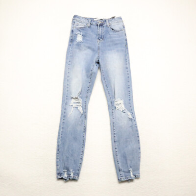 Celebrity Pink The Eleven Women's Juniors Size 1/25 Blue Distressed Skinny  Jeans