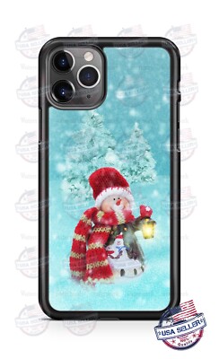Christmas Snowman Motif Holiday Phone Case For iPhone 14 Pro Max Samsung Google