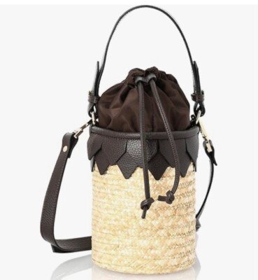 La Via Firenze Basket Bucket Shoulder Bag Handbag Purse in Brown NEW w/o Tags