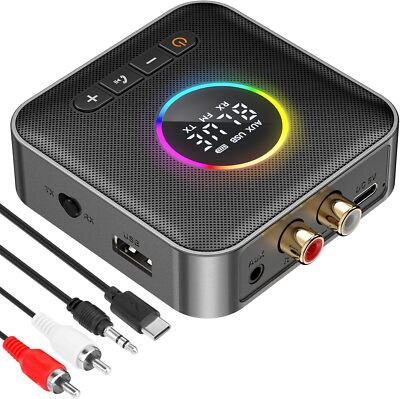 Bluetooth 5.4 FM Transmitter Receiver 3-in-1 HiFi Audio Adapter 3.5mm AUX RCA