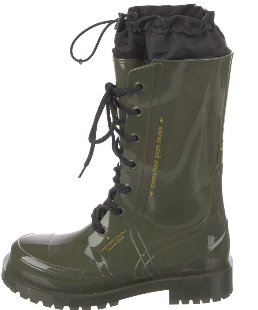 Bottes à doublure femme authentiques DIOR/ChristianDior   vert armée avec rouge tartan/bl 40