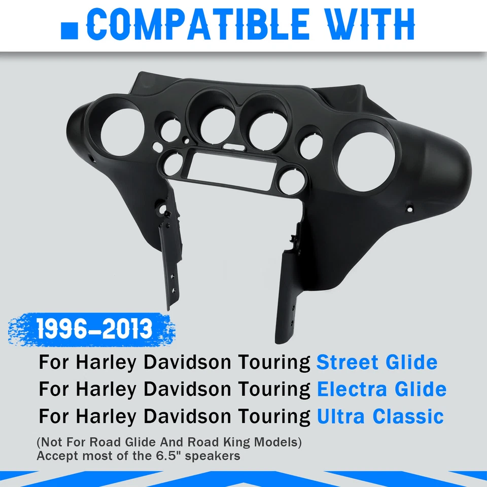 For Harley Touring Street Electra Glide 96-13 Inner Fairing Black Front Batwing Foto 4 de 4