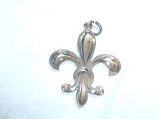 SMOOTH FINISH FLEUR-DE-LIS SYMBOL SET IN STERLING SILVER CHARM OVER 1"LONG