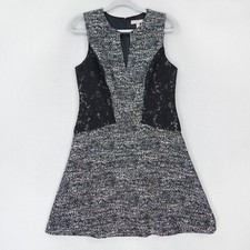 Banana Republic Dress Womens 8 Black Tweed Lace A Line Sleeveless Career NEW