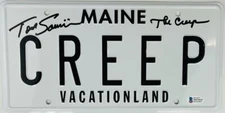 TOM SAVINI CREEPSHOW SIGNED SCREEN ACCURATE LICENSE PLATE THE CREEP BAS 623