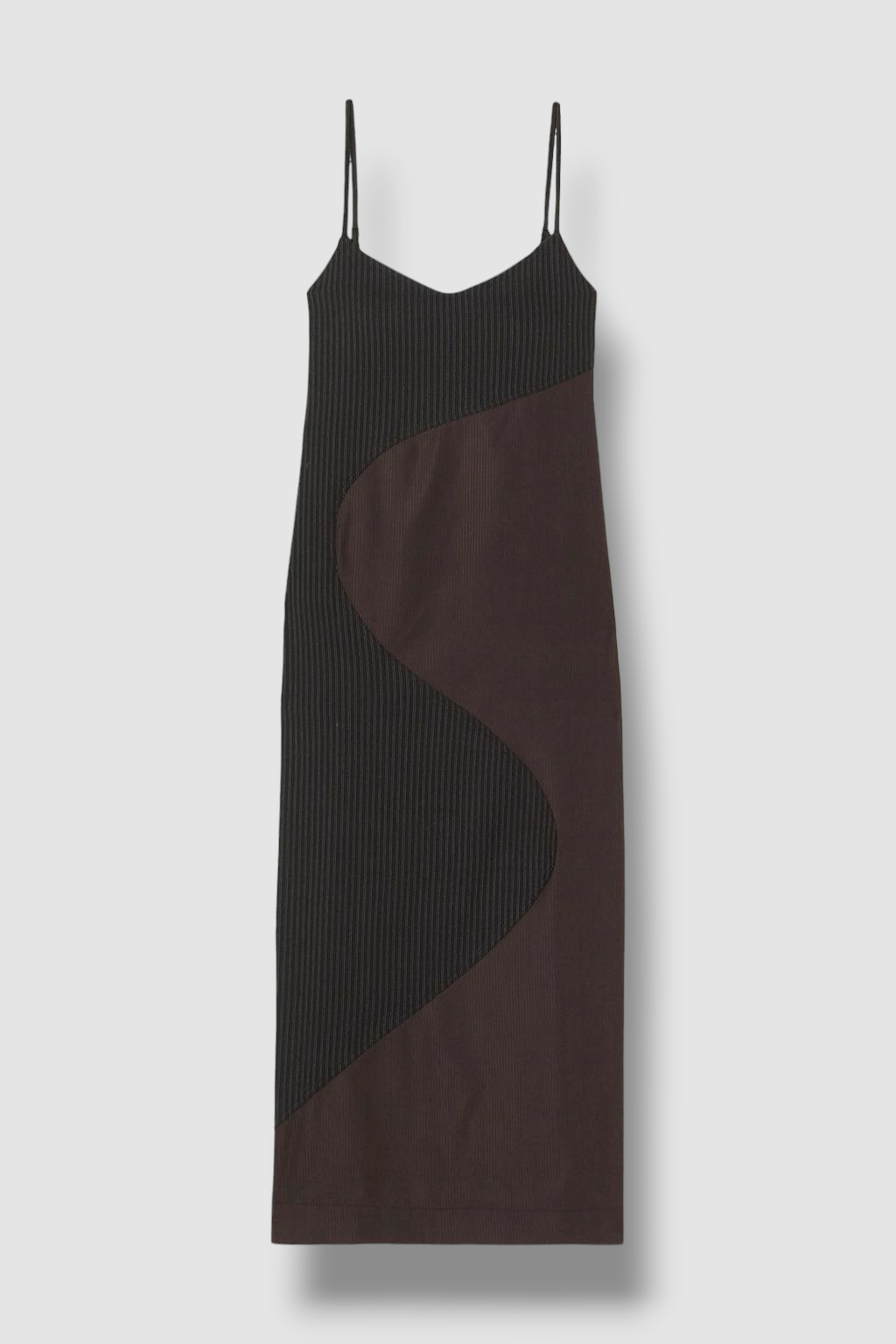 $806 Ahluwalia Women's Black Wave Pinstriped Wool Jacquard Midi Dress Size 10