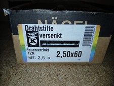 Drahtstifte verzinkt  Nägel  Senkkopfnägel 25 x 60  =  60 mm lang - 2,5 kg