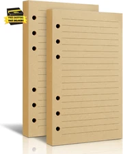 2 Packs A6 Lined Vintage Refillable Paper, Retro A6 Binder Refills Paper for 6-R