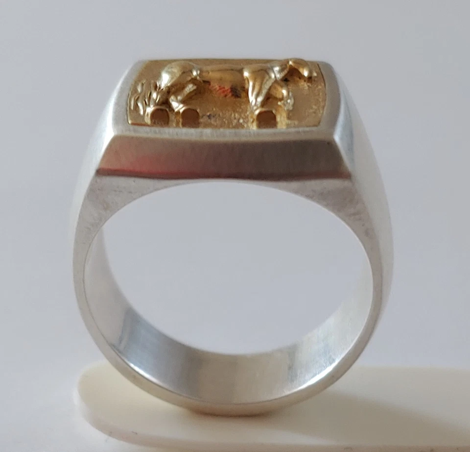 Anel masculino de prata esterlina e 18 quilates - Imagem 2 de 2