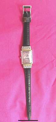 Brighton Augusta Watch Two Tone 7'' Reversible Band  Retired  Brown Black Leather