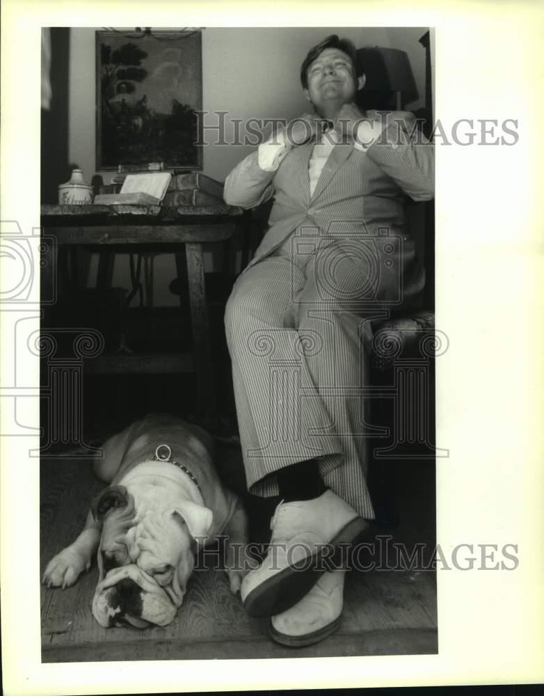 Photo Patrick Dunne & His Dog At French Quarters' Lucullus A