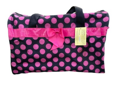 Girl J Garden Pink Black Polka Dot Travel Tote Overnight Carry Bag Duffel  Bag 19