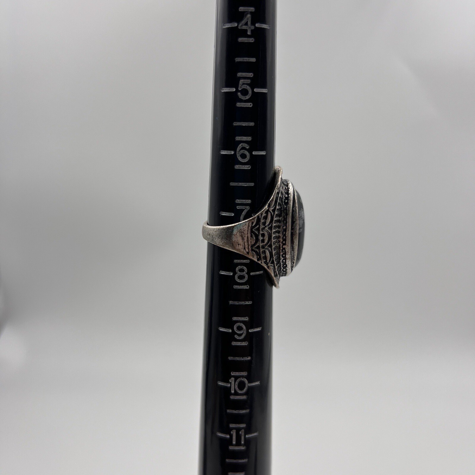 Statement Large Black Oval Stone Snowflake Scroll… - image 8