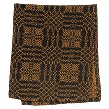 New Primitive Colonial Coverlet BLACK MUSTARD LOVERS KNOT TABLE RUNNER 56"