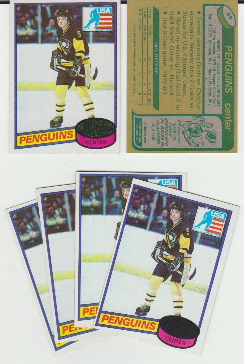 Mark Johnson RC rookie card, 1980-81 Topps #69, 1980 Olympic Team Miracle on Ice