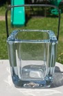 Strombergshyttan Sweden Icy Blue Glass Ice Bucket Silverplate Handle