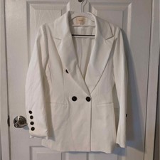Reset By Jane Classic White Oversized Button Front Dad Blazer Size S