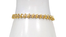14K Gold and Approximately 3.5 Ct Cubic Zirconia Tennis Bracelet, 7" x 4mm
