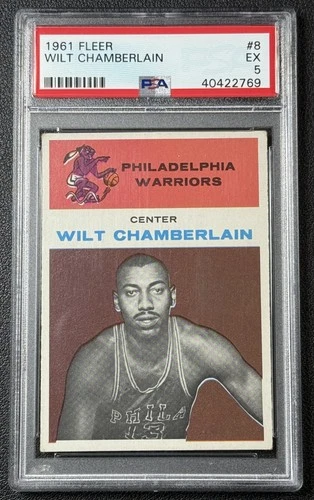 WILT CHAMBERLAIN PSA 5 1961-62 FLEER BASKETBALL #8 ROOKIE CARD RC WARRIORS