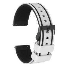 24mm Silicone Strap with Matte Watch Buckle, White Black