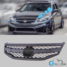 For 11-12 Honda Accord Mod Matte Style JDM Sport Front Bumper Mesh Grille Black