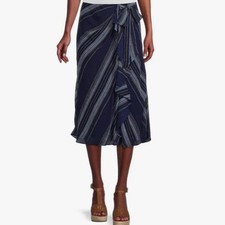 NWT Lauren Womens Ralph Lauren Striped Crinkle Georgette Skirt Sz 8