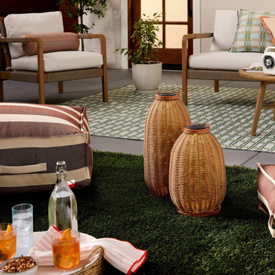 #ad 18quot; Rattan Solar Outdoor Patio Lantern Hearth amp; Hand with Magnolia $10.99