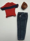 Vintage 1960s Barbie Ricky Doll Little Leaguer #1504 Shirt, Jeans, Glove, Good!