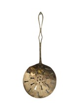 Victorian Brass Straining spoon British heritage kitchen Antique Vintage