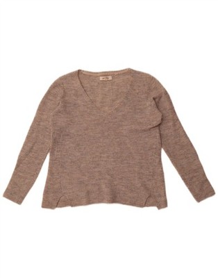 Fat Face Damen V-Ausschnitt Pullover Pulli UK 8 Small Beige Nylon AN15