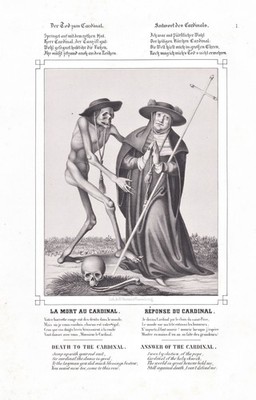 Kardinal cardinal Tod Totentanz dance of death Basel Litho 1845