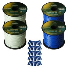 Harmony Car Primary 14 Gauge Power or Ground Wire 400 Feet 4 Rolls White Blue