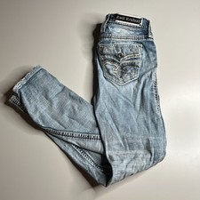 Rock Revival Dubarry Easy Straight Jeans Women  s Size 28x31 Blue Distressed