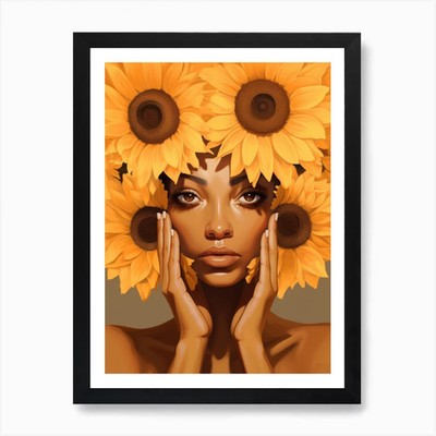 Sonnenblumenmädchen 9 Kunstdruck gerahmt Wandbild Poster Leinwanddruck Bild