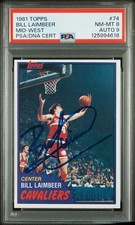 1981 Bill Laimbeer signed ROOKIE card Topps #74 PSA 8 AUTO 9 MINT RC Bad Boys