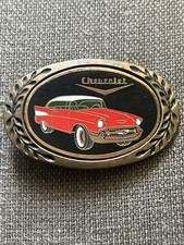 Aminco 1980s Vintage Solid Brass 1957 Chevrolet Belt Buckle Chevy