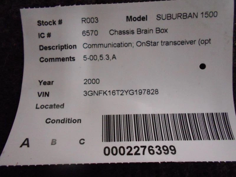 Compartimento de equipaje de comunicación Chasis ECM Onstar para 00-01 ELDORADO 197084 Foto 2 de 4