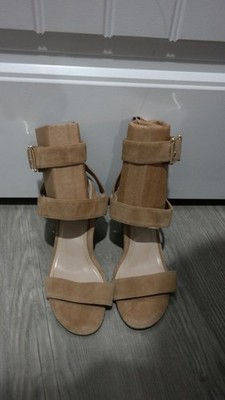 Vionic Perk Carmel Brown Leather Block Heel Ankle Strappy Buckle Sandals US 7.5