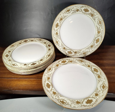 Set/7 Gold Coast China Japan Dinner Plates GCO4 Gold Gilt Floral 10 3/8'' Set