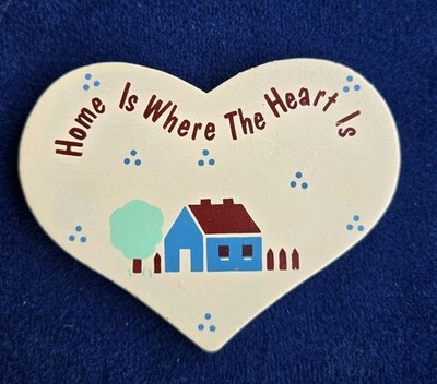 Vintage Home Is Where The Heart Is Refrigerator Fridge Wooden Magnet RUSS