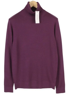 Calvin Klein Merino Turtle Neck Hommes Pull L Violet Tricoté à Enfiler RRP129 - Photo 1/4