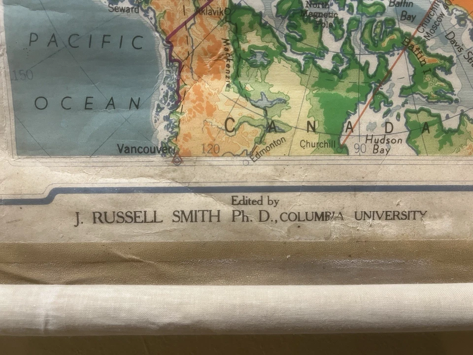 Mapa grande de lienzo del mundo Denoyer-Geppert Foto 2 de 4