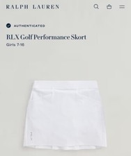 RLX Ralph Lauren Girls White Moisture Wicking Golf Skort Size Large 12-14 NWT